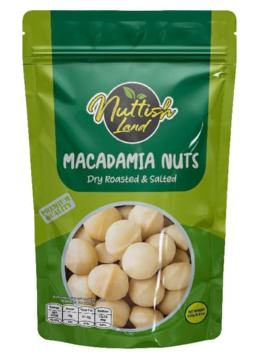 Nuttish Land Macadamia Nuts Dry Roasted and Salted, 1-Pack, 8.81 oz