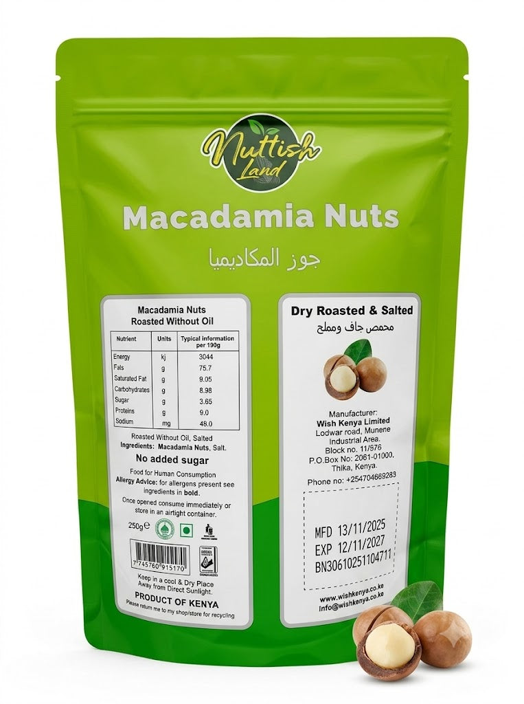 Nuttish Land Roasted & Salted Macadamia Nuts - 2-Pack, 3.51 Oz bag